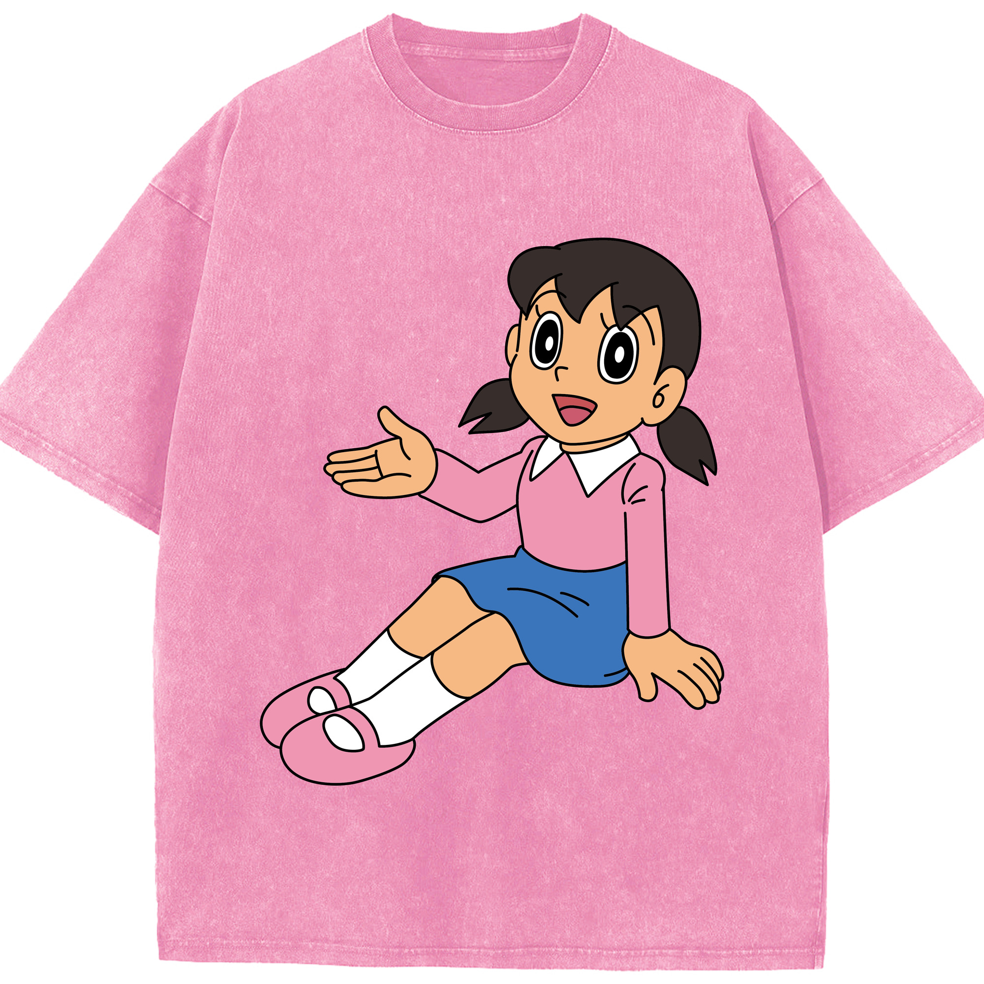 （画像用） ドラえもん みなもと しずか Doraemon Shizuka Minamoto 綿100% ヴィンテージ風 半袖Tシャツ（フロントプリント）